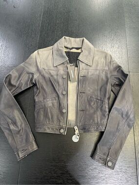 NWT!! DIESEL / XS / slate grey 100% sheepskin leather motor jacket